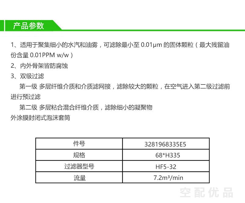 阿普达HF5-32高效过滤器滤芯E5-32/3281968335E5