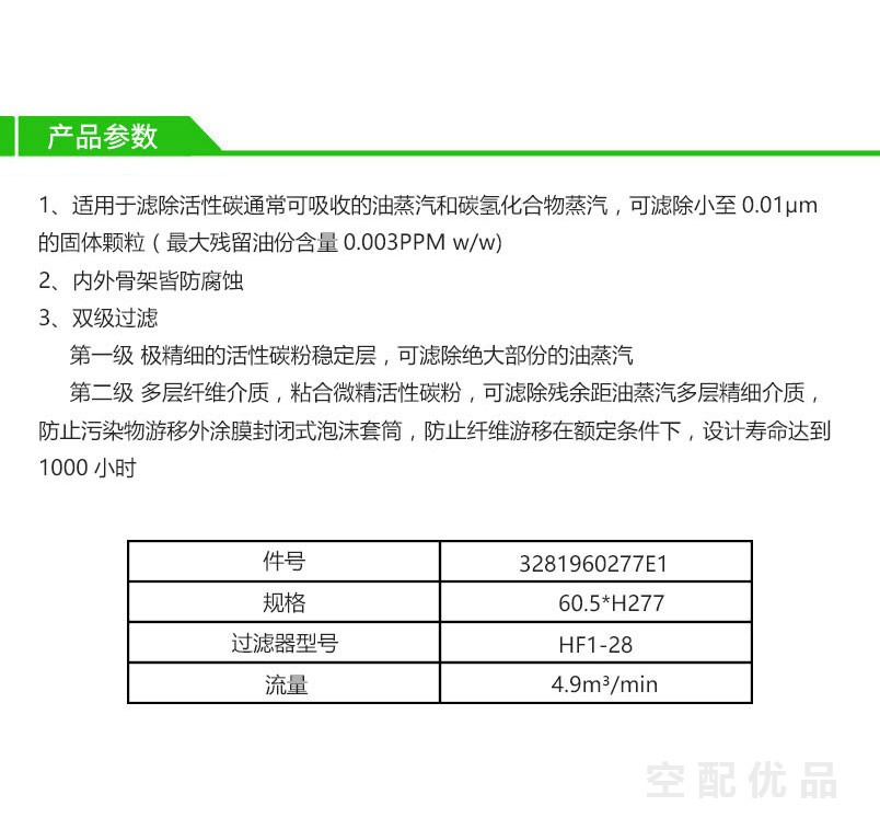 阿普达HF1-28/5立方高效过滤芯E1-28/3281960277E1