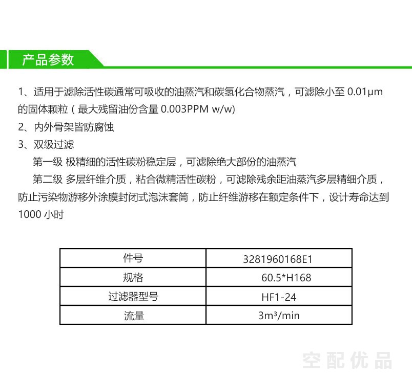 阿普达HF1-24/3m³高效过滤芯E1-24/3281960168E1