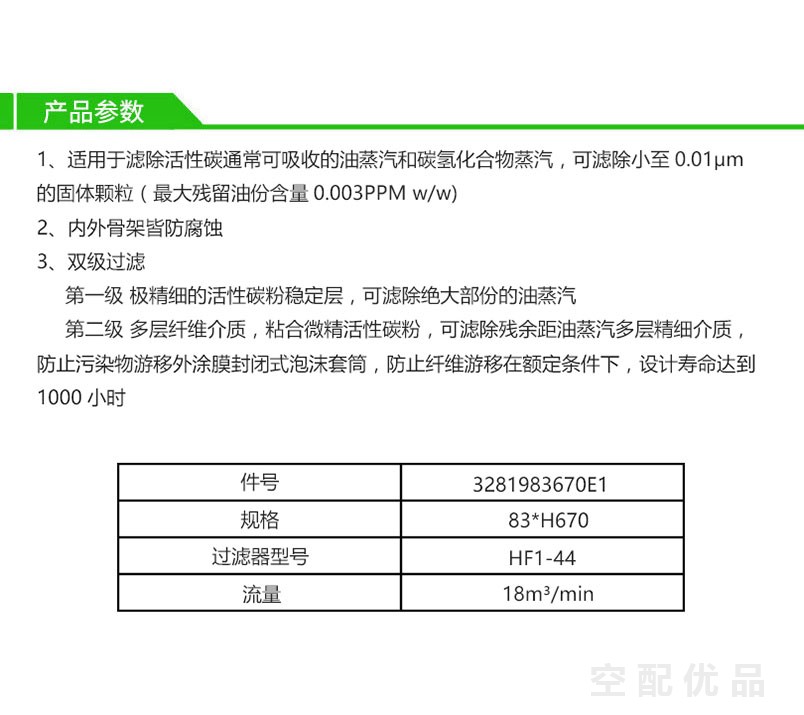 阿普达HF1-44/18m³高效过滤芯E1-44/3281983670E1