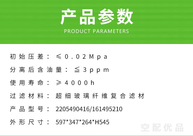 富达LU250/250KW油分芯2205490416/161495210