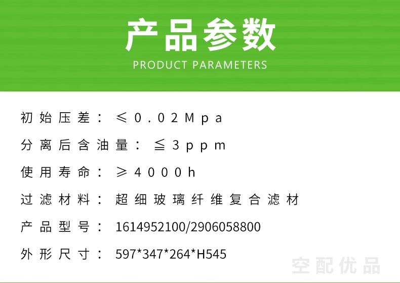 阿特拉斯GA200W/250W/315W油分芯1614952100/290605880/3221134545/1614952199/SC843