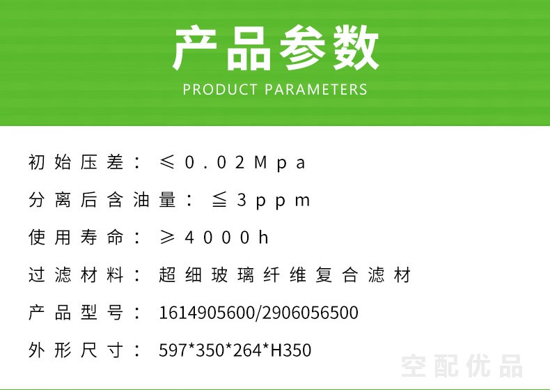 阿特拉斯GA132W/160W油分芯1614905600/2906056500