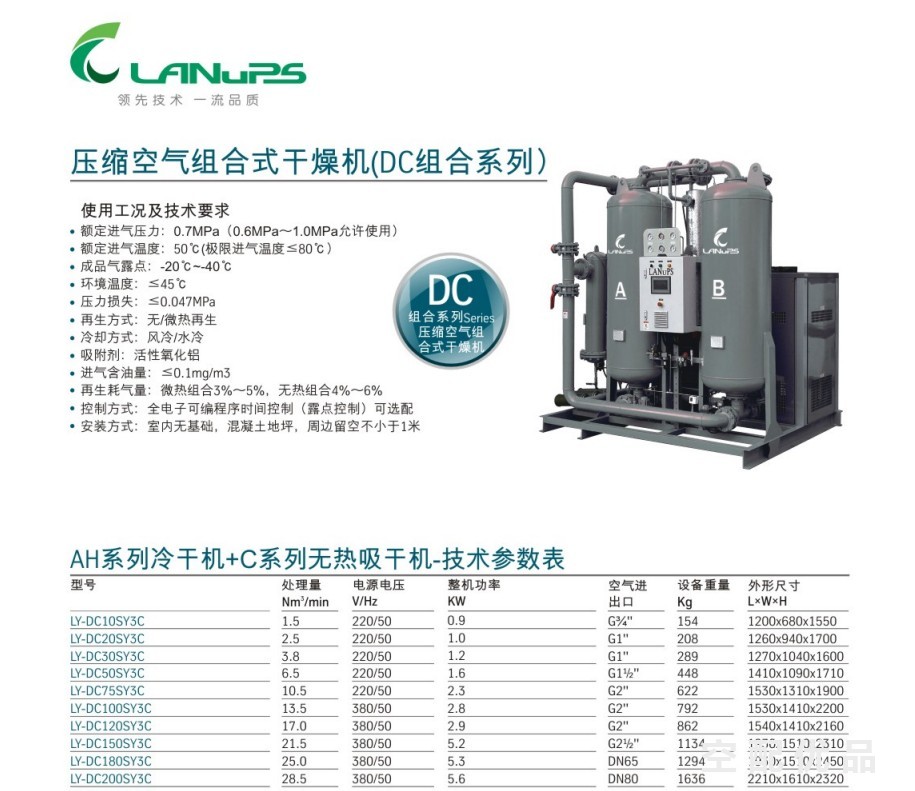中山凌宇3.8立方LY-DC30SY3C无热再生组合式干燥机