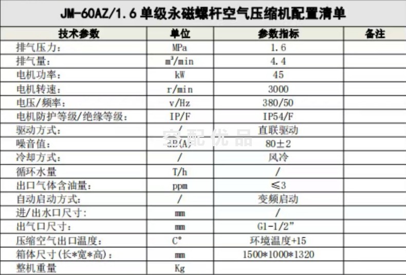 巨风JM-60A/16、JM-60AY/16激光切割空压机